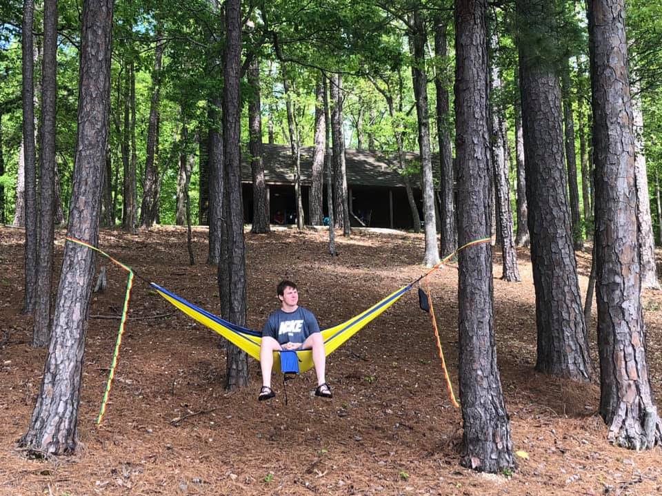 a student in a hammock