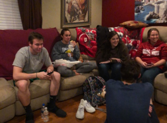 a group of students on a couch