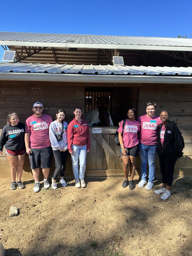 Parker Adams students at a horse stable